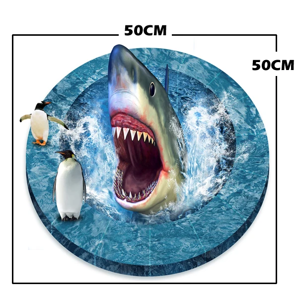 3D стены Стикеры Ванная комната декоративный виниловый пол Стикеры с изображением акулы из отверстия пингвинов настенные наклейки, художественный постер