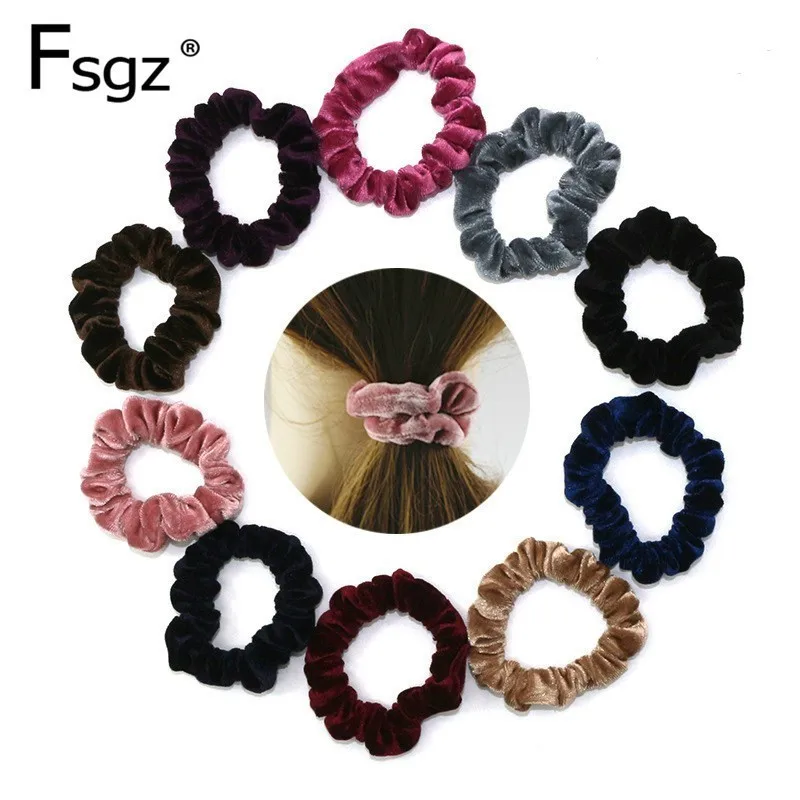 Velvet Scrunchies for Women Solid Elastic Hair Bands Ponytail Hair Tie Soft Fabrics Hair Rubber Bands Hair Loops Scrunchy Access