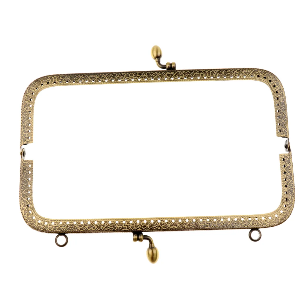 2xMetal Purse Frame Clutch Bag Kiss Clasp Rectangle Lock DIY Craft Handmade