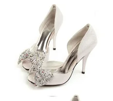 2016 Luxury Silver Rhinestone Wedding Bridal Dress Shoes Elegant Genuine Leather Crystal Sandals Womens Sexy Platform