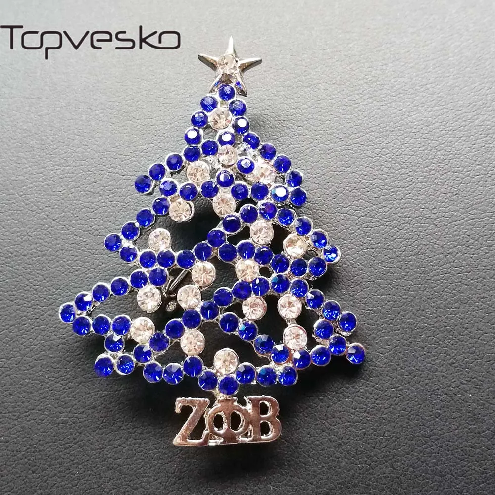 

Topvesko Rhinestone ZETA PHI BETA Sorority Pearl Brooch Pin ZPB Christmas Tree lapel pin