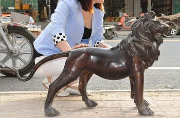 

Old Chinese Fengshui Bronze Asia Lion king Suan Ni lions Beast Statue sculpture