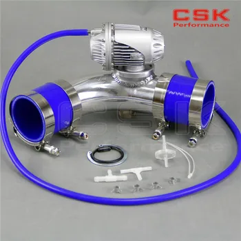 

SQV Blow Off Valve BOV IV 4+2'' 50mm 90 degree Flange Pipe +silicone Hose kit BLUE