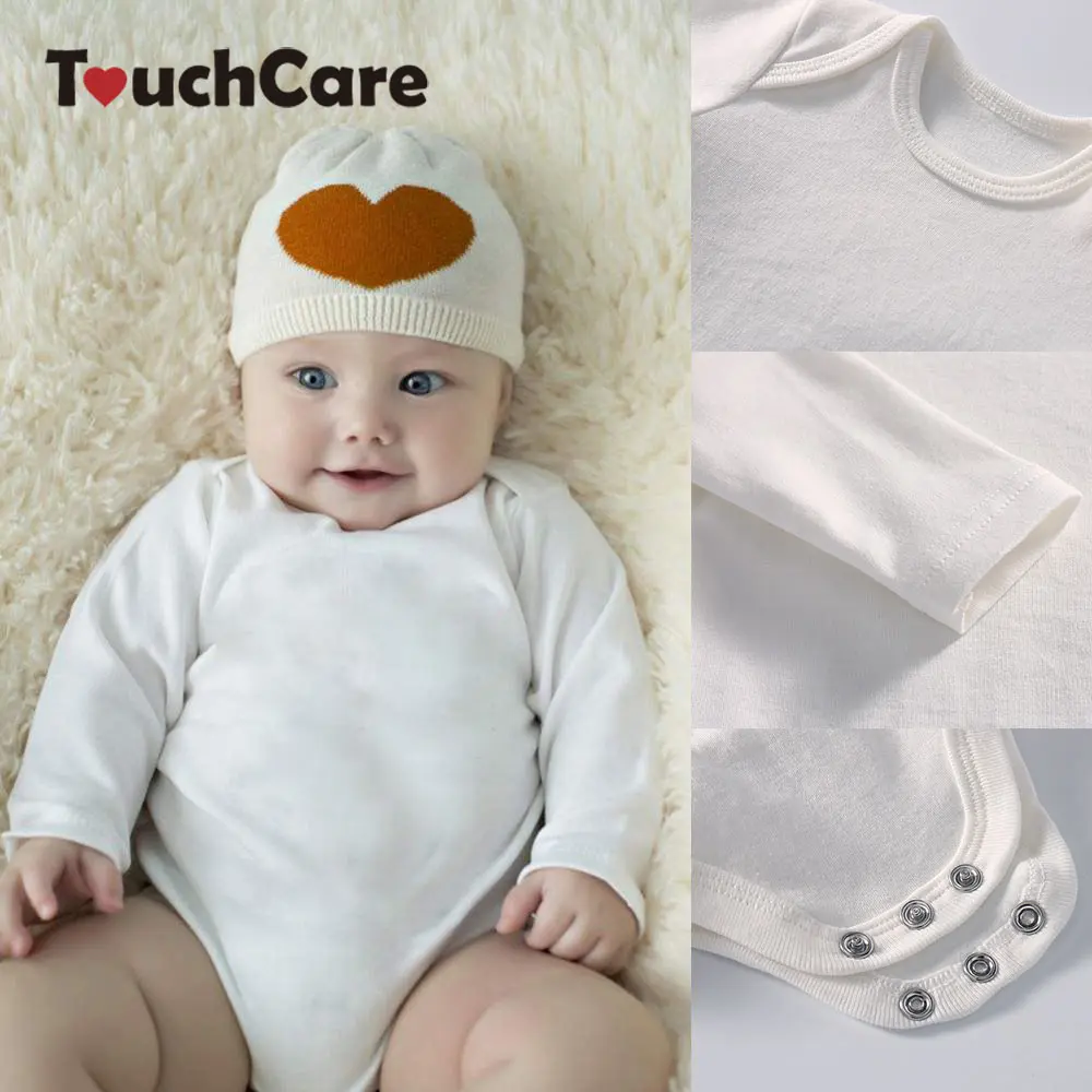 Solid White Baby Romper Cotton Newborn Jumpsuit Long Sleeve Infant