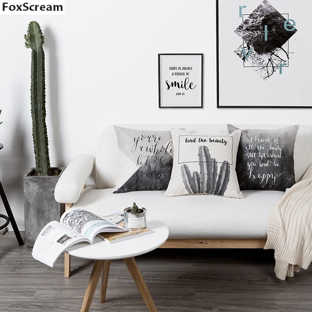 Us 12 99 Kaktus Kissenbezug Grau Dekorative Kissen Tropical Dekoration Home Decor Couch Für Sofa In