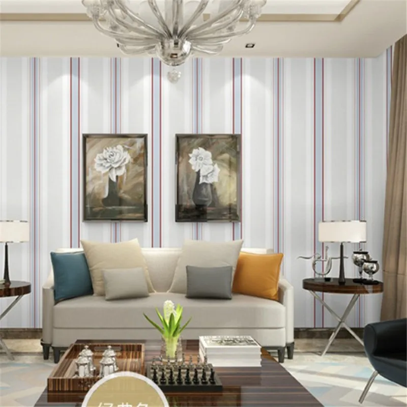 Modern Living Room Lines Wallpaper Roll Simple Vision Extend
