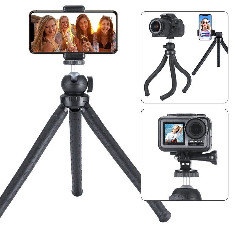 

Travel Outdoor Octopus Tripod Mini Bracket Stand Flexible Tripod with Ballhead Phone Mount for Smartphone DSLR Camera Gopro
