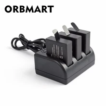 ORBMART Deporte Cámara Accesorio Tres Puertos Cargador Bttery Para Gopro Héroe 5 6 Negro Con Cable Usb de Viaje