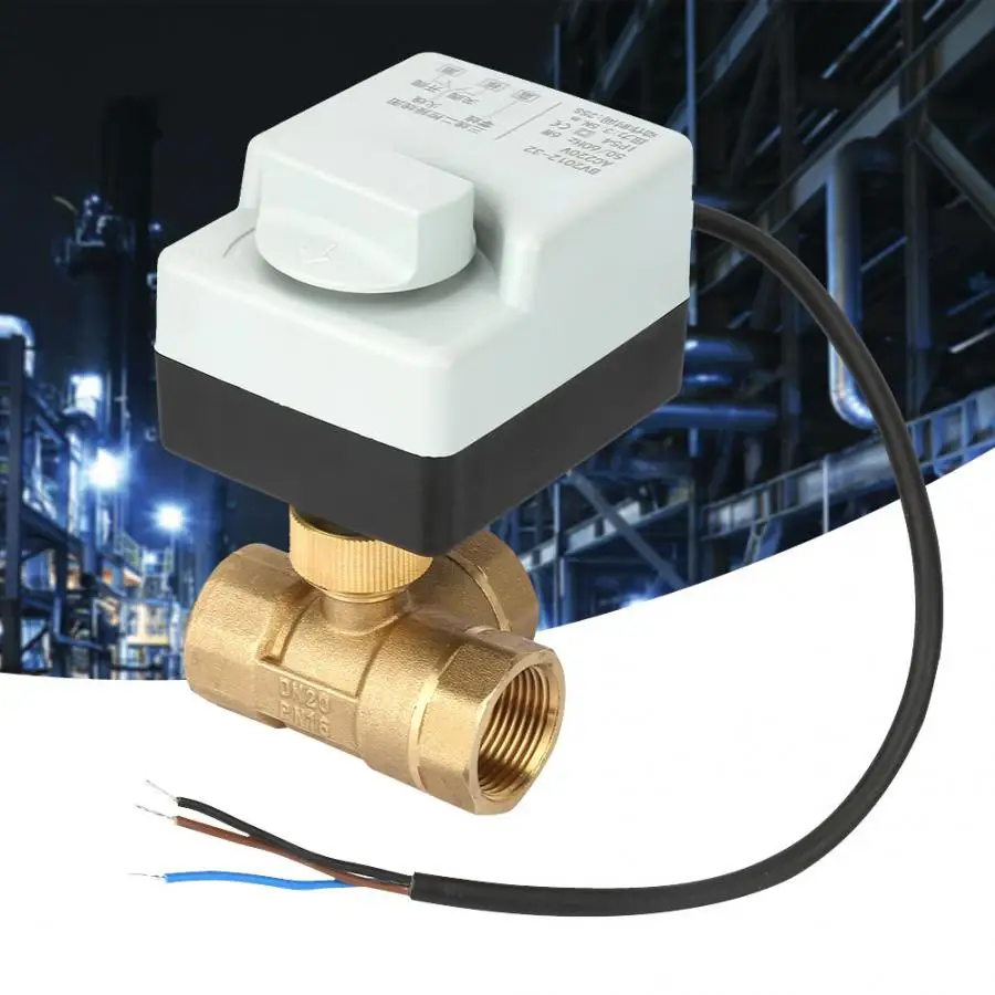 

AC 220V Electric Ball Valve DN20 G3/4 3-Way 3-Wire Brass Motorized Ball Valve With Manual Switch Function PN16-PN20