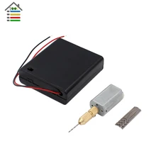 Micro DC 6V Electric Motor Drill PCB Hole Tools Model Gimlet with AA Battery Case and 10pc 1mm Twist Drill Bits Set