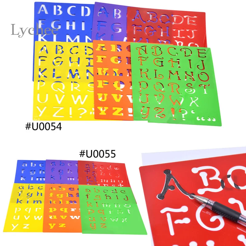 

Lychee 1 Set Alphabet Letter Drawing Stencil Plastic Crafts Kids Children Drawing Template Board Decoration Craft