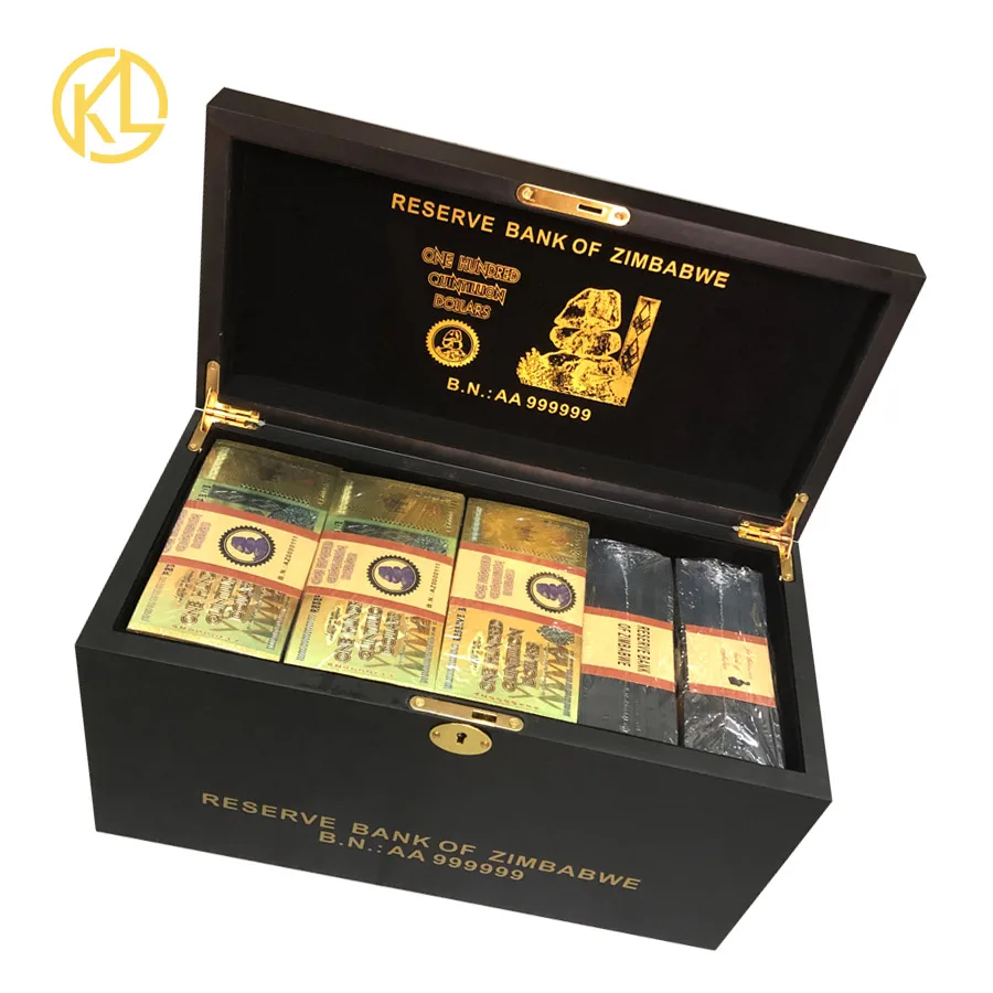 

1300pcs for a box Zimbabwe One Hundred Quintillion Dollars Zimbabwe 24K Gold Banknote with UV Light and 130 COA