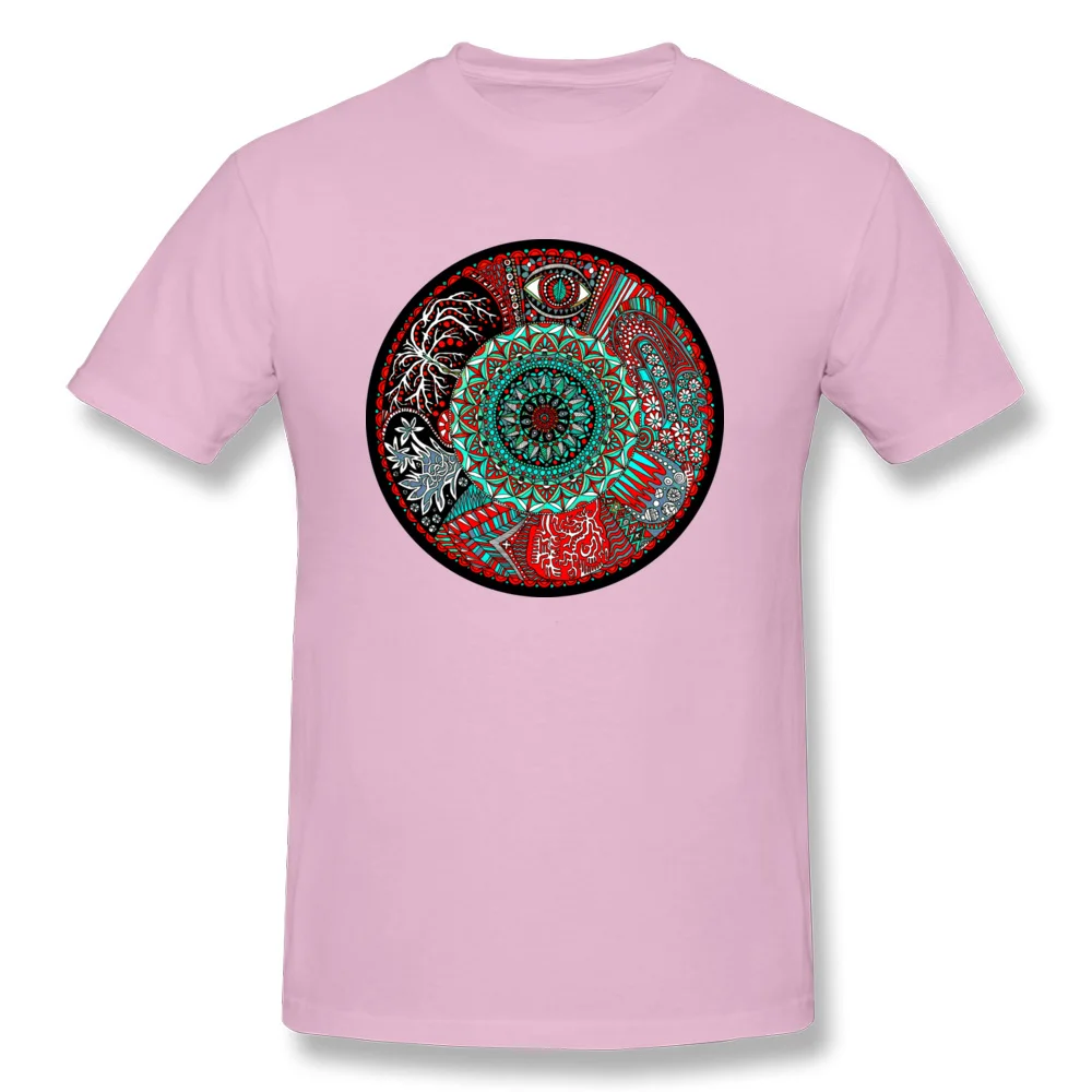 Printed Short Sleeve Tops Shirts NEW YEAR DAY Round Collar 100% Cotton Men T-shirts Surreal Dream Printed Tops & Tees Fitted Surreal Dream pink