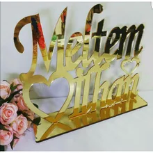 Индивидуальный заказ Жених невесты свадебное Имя Зеркало столовая как акриловое сердце пары стол Декор Verlobungstablett вечерние сувениры