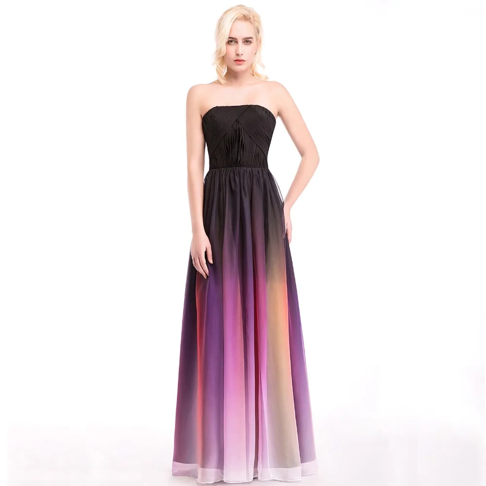 Bridesmaid Dress New Gradient Colorful Cheap Dresses Ombre Chiffon ...