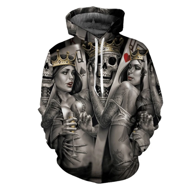  Fashion Skull Poker 3D Hoodies Men Women Hoodie Casual Brand Sweatshirts Drop Ship Male Hoodie Nove