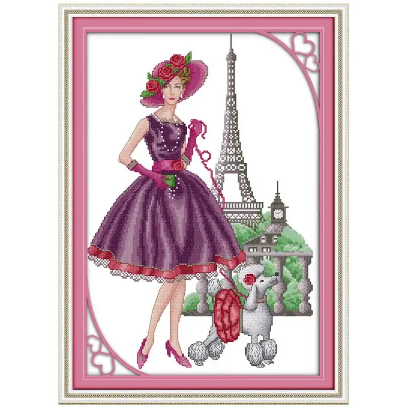 

Paris fashion Patterns Counted Cross Stitch 11CT 14CT Cross Stitch Set Wholesale Cross-stitch Kit Embroidery Needlework
