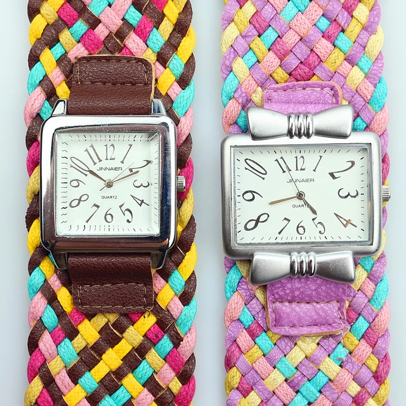 

Nazeyt new fashion women and men Fabric Nylon Braided Bracelet quartz watch square dial ladies watch men watch relogio feminino