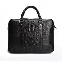 Деловой стиль, натуральная кожа аллигатора, мужская сумка, t посылка, портфель, сумка, настоящая крокодиловая кожа, Мужская черная переносная сумка