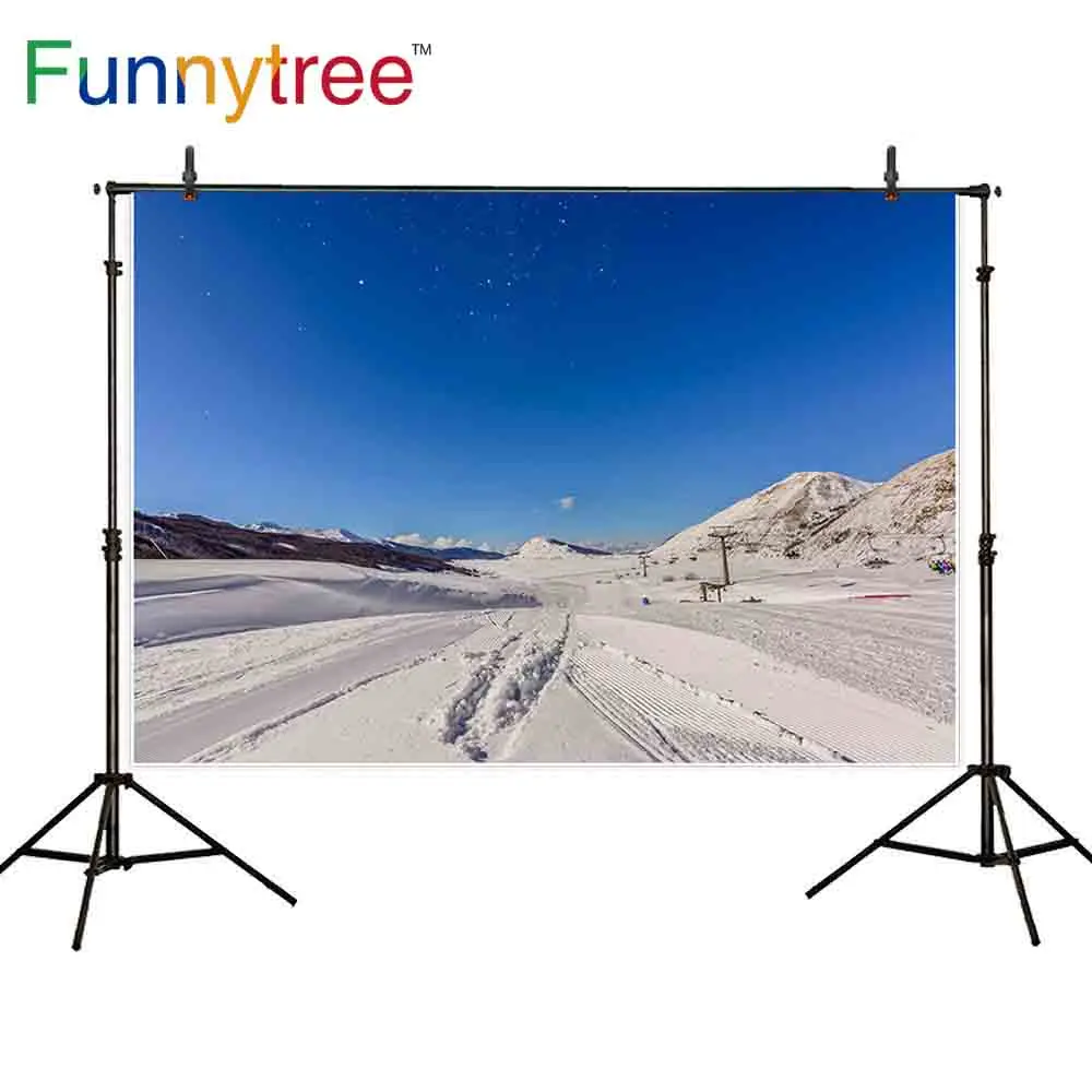 Funnytree backdrop photophone snowway moutain winter beauty cable car sky photo prop background for sessions photocall | Электроника
