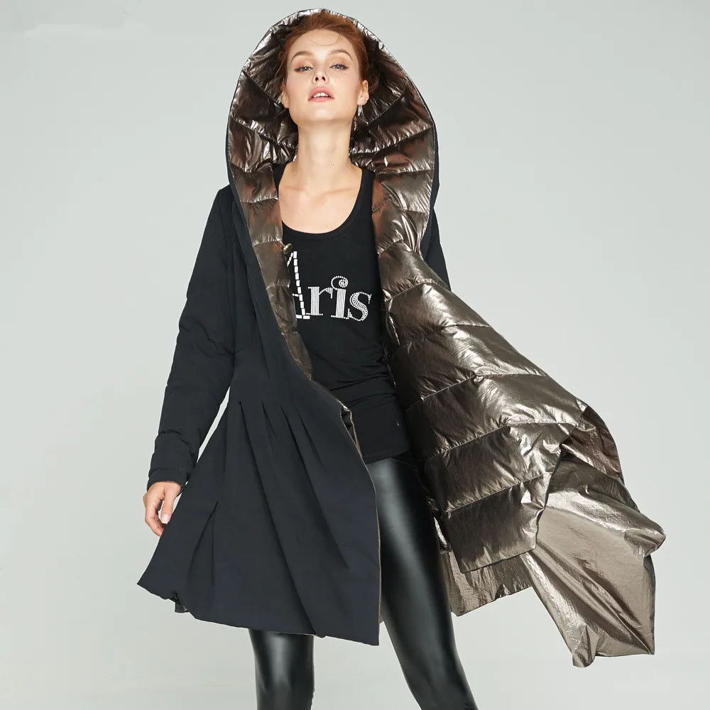 Manteaux Color À Mode Irrégulière Capuche Vestes Longueur Veste Le Bas Vers Asmmetric Femme Photo Femmes Deux Côtés De 2018 Parka Porter Manteau 6wa41
