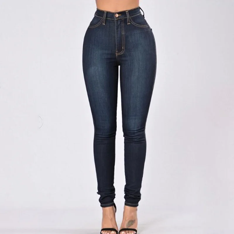 

Women's Grinding White Elastic Skinny Stretch Jeans Plus Size 3XL High Waist Jeans Washed Casual Denim Pencil Pants Women Jeans