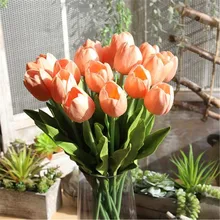 NieNie 10 шт. тюльпаны Искусственные цветы полиуретан с эффектом реального прикосновения Искусственные тюльпаны для дома Свадебные украшения длина: 50,5 см