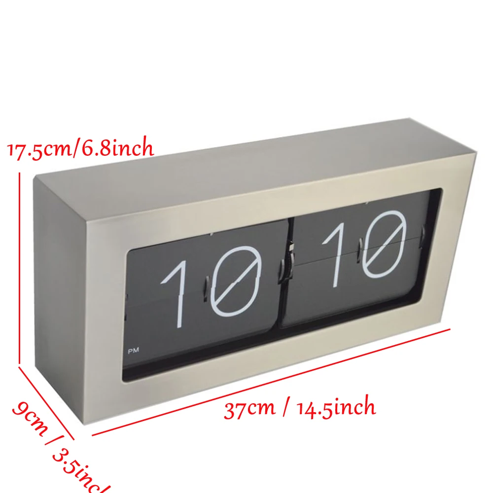 1 Pieces 14 Inch 5 Color Large Size Stainless Steel Auto Flip Table Clock For Office and Home Desk Decoration Clock