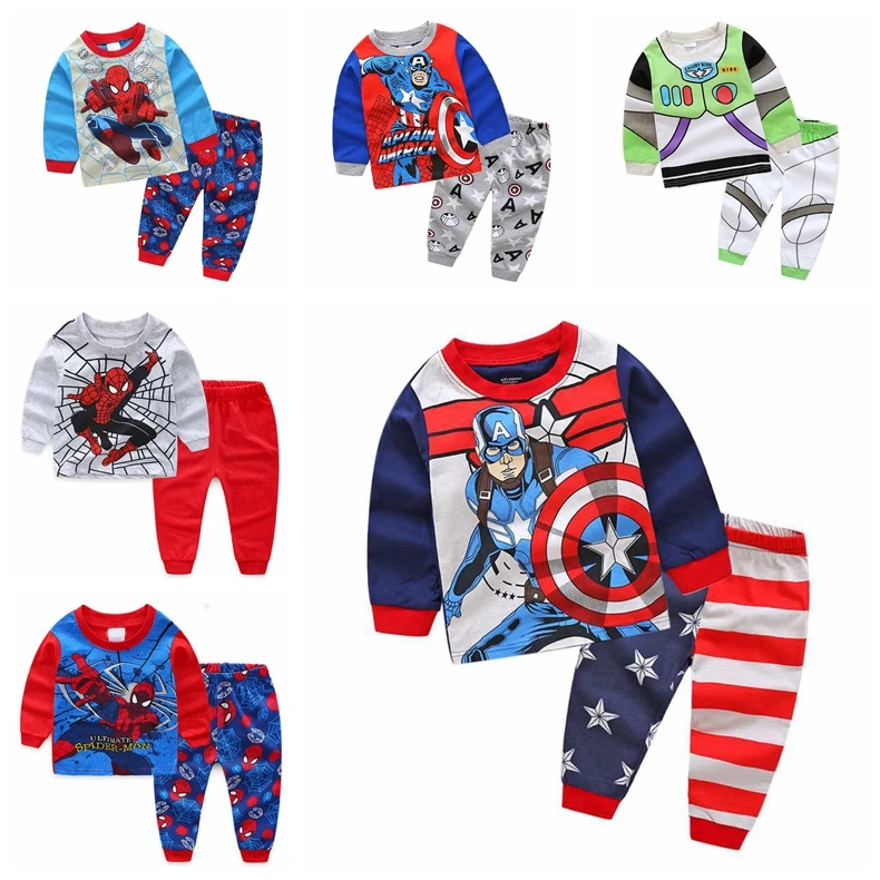 

New Baby spiderman pajamas girls toy story pyjamas children cartoon sleepwear boys captain america pijamas