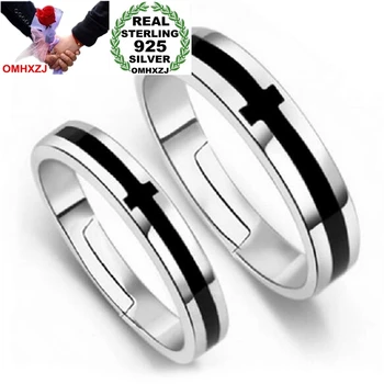 

OMHXZJ Wholesale Fashion Joker Simple Cross Lovers Couple 925 Sterling Silver open adjust female for Woman Man Ring Gift RG28