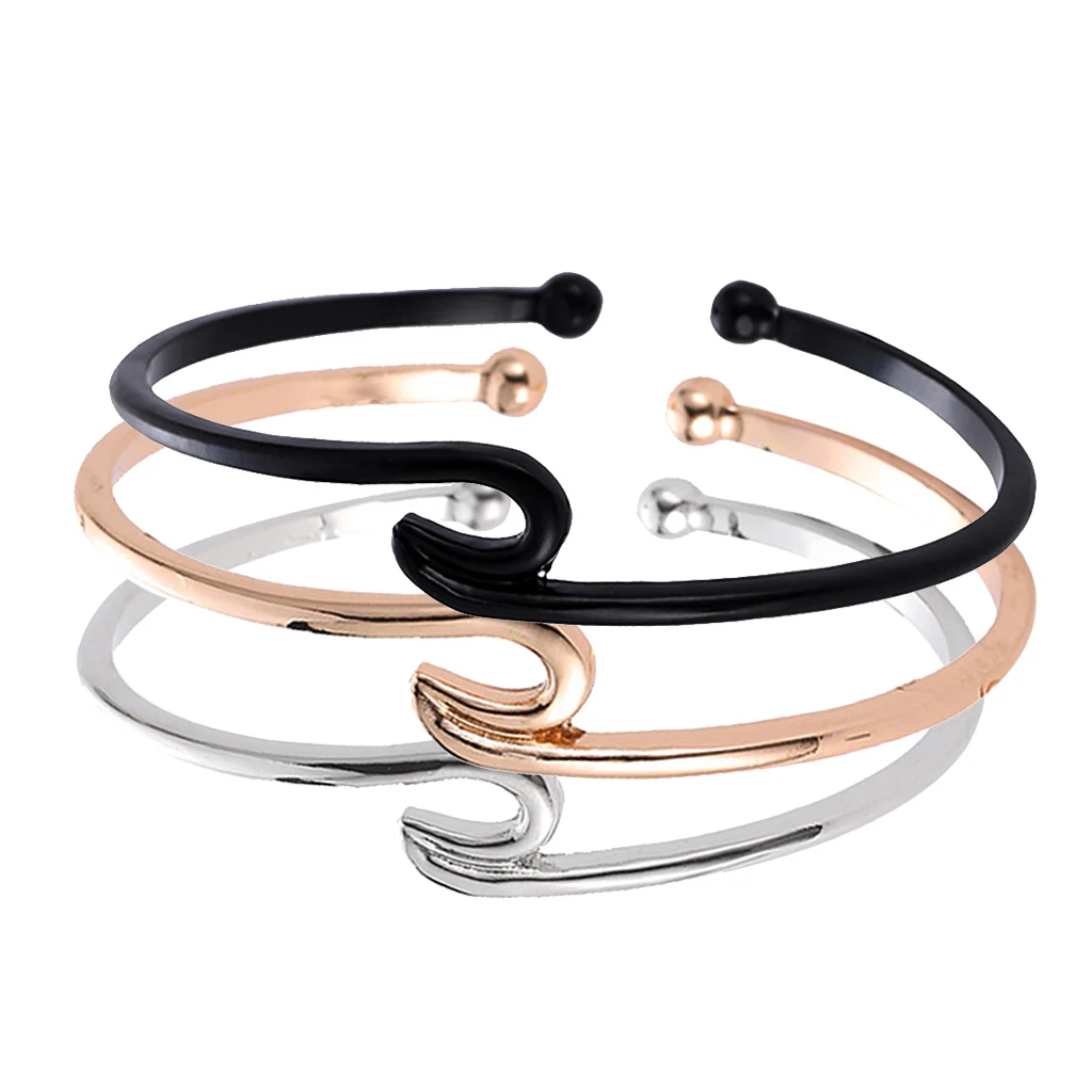 

Simple Ocean Wave Bangle Open Cuff Beach Bracelet Sea Jewelry Gifts