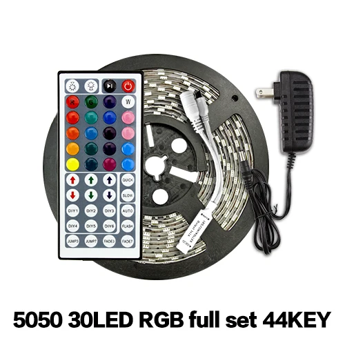 Светодиодный светильник DC 12 В RGB SMD 2835 5050 44Key с дистанционным питанием 5 м 10 м 15 м полный комплект Гибкая Диодная лента водонепроницаемый светильник ing - Испускаемый цвет: 5050 30LEDRGB 44KEY