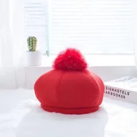 Doitbest 2-5 лет дети осень зима Берет шапки Детские hairball bobble hat шерстяные береты мальчики девочки головной убор в французском стиле