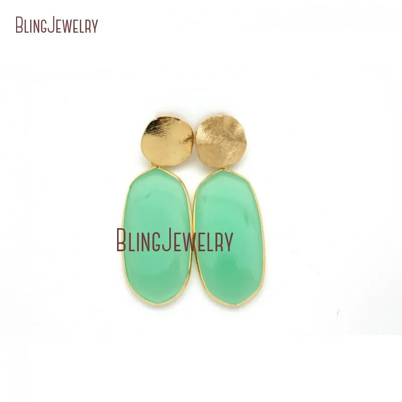 20190404-ER22137-gold disc post stud earring sea foam green stone gold gezel setting earrings