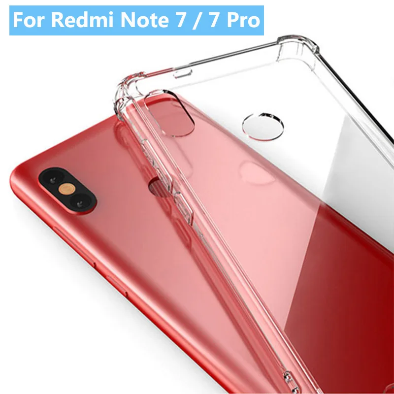 

Redmi Note 7 Transparent TPU Soft Frame Acrylic PC Hard Back Shockproof Protective Phone Case Cover for Xiaomi Redmi Note 7 Pro