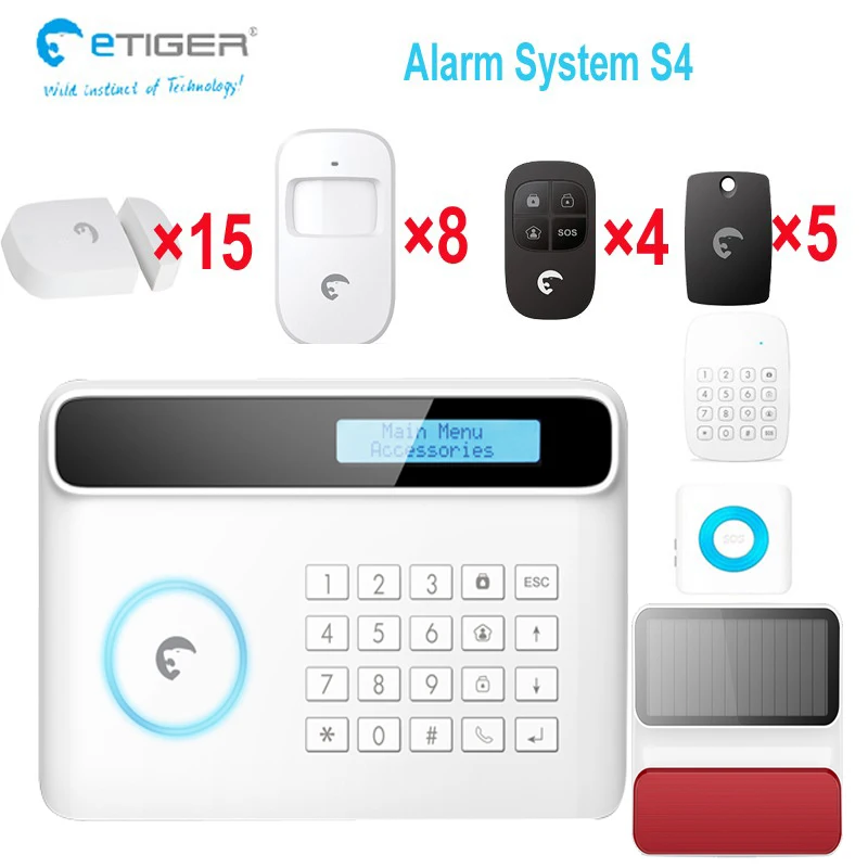 Система безопасности Etiger S4 GSM sim карта сигнализация с солнечной сиреной для