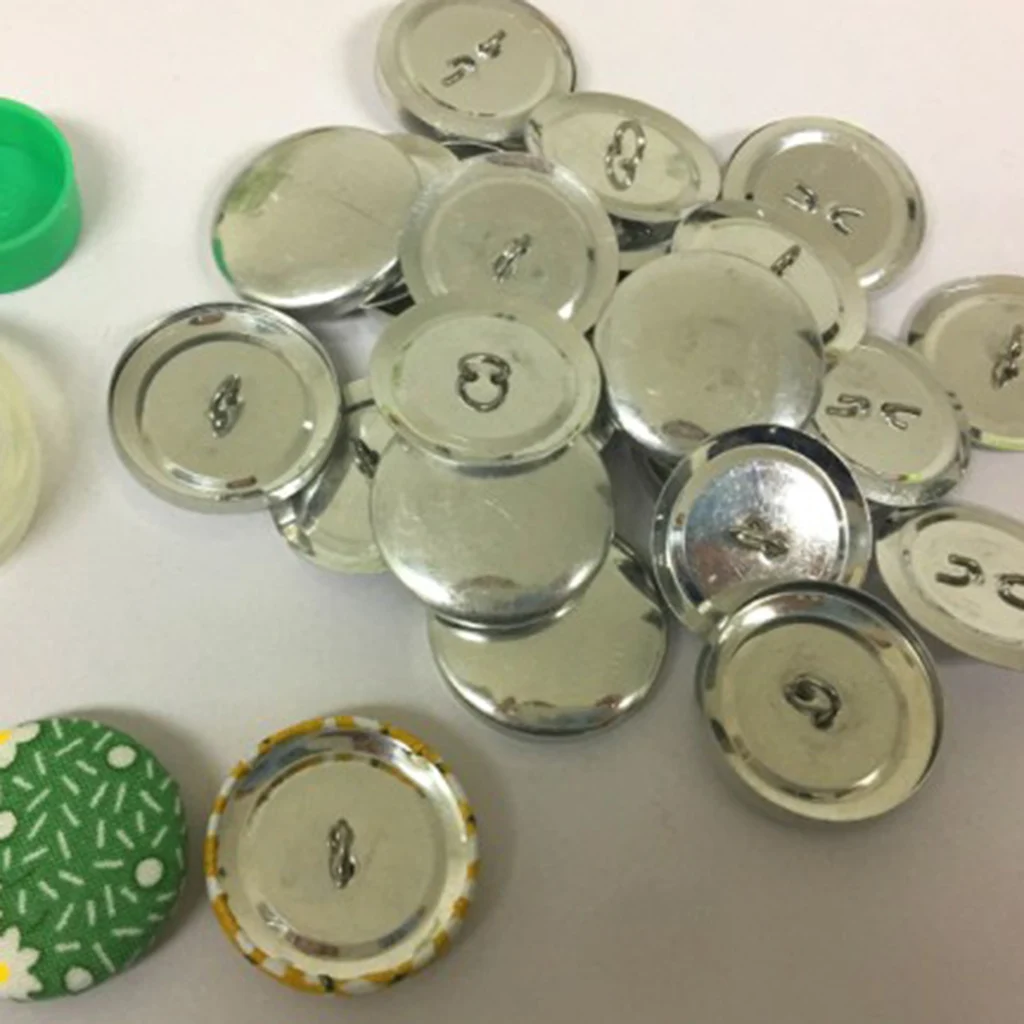 10x DIY Metal Cover Buttons with Loop and Cloth Blank Back Cover Buttons and Assembly Tool Kit for DIY Fabric Cloth Cover Button
