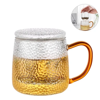 

320ml Glass Tea Cup Heat Resistant Mug with Tea Filter High Borosilicate Glass Chinese Tea Infuser Cups with Handle Lid