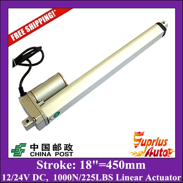 

Free Shipping 18inch/450mm stroke 12v linear actuator, 225lbs/ 100kgs/ 1000N load linear actuator from Firgelli Auto