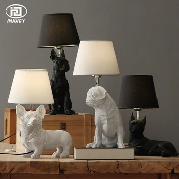 

LOFT Vintage Resin Pet Dog Table Lights Retro Dog Art Lamp Bedroom Bedside Children's Room Study Decor Desk Lamp