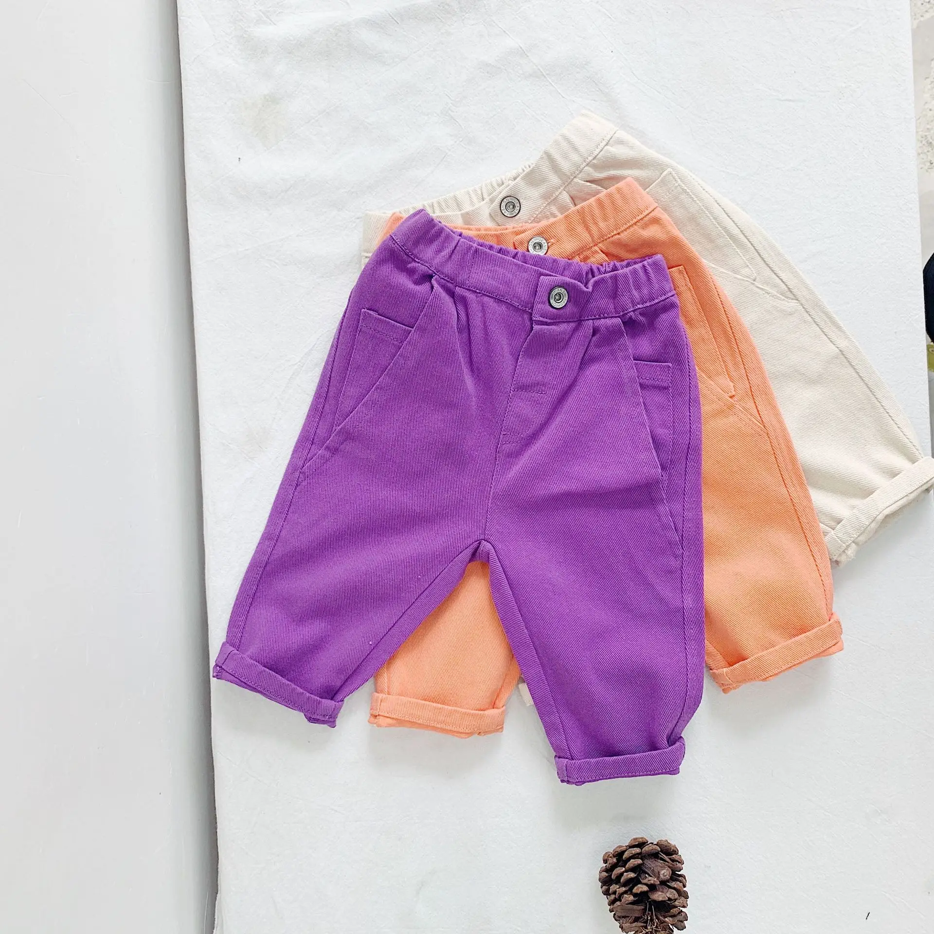 На осень для маленьких девочек одноцветные повседневные штаны-шаровары для маленьких мальчиков 3 вида цветов брюки, подходящие для любого размера