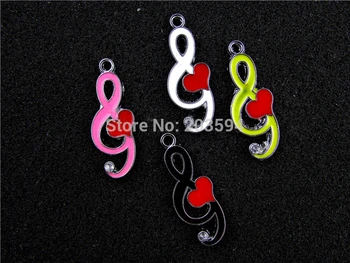 

AE513 Mix Color 100Pcs Alloy Metal Enamel Music Note Charms Pendants 33x12mm bead