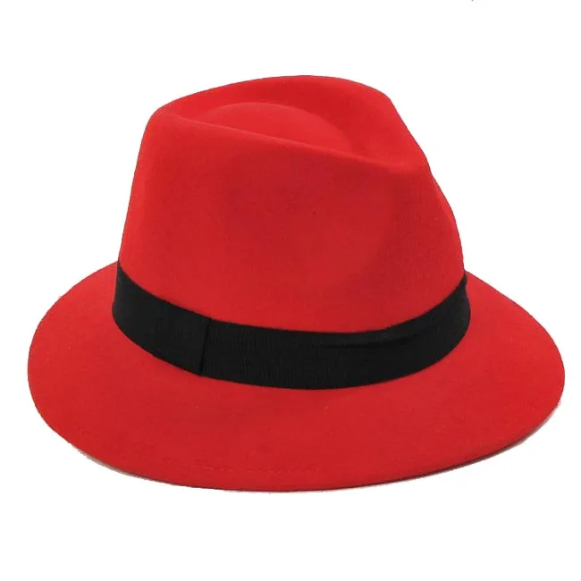 6pcs/Lot COOL Women Winter Wool Felt Fedora Hats Designer Womens Wool