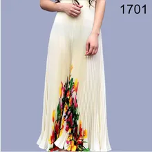 Модная летняя с цветочным принтом миди трапециевидная шифоновая юбка для женщин Синий Серый Бежевый Женские винтажные юбки saia saias эластичная талия