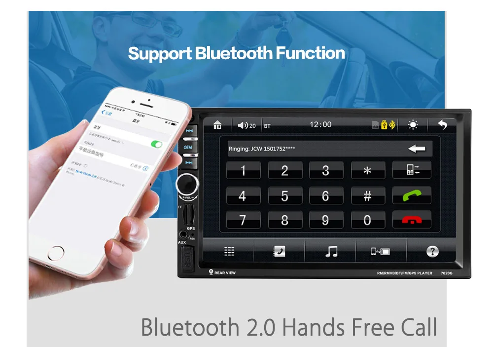 7020G 2 Din gps навигация 7 дюймов 1080P Автомобильный аудио плеер MP5 плеер с европейской картой Bluetooth поддержка вызова камера заднего вида