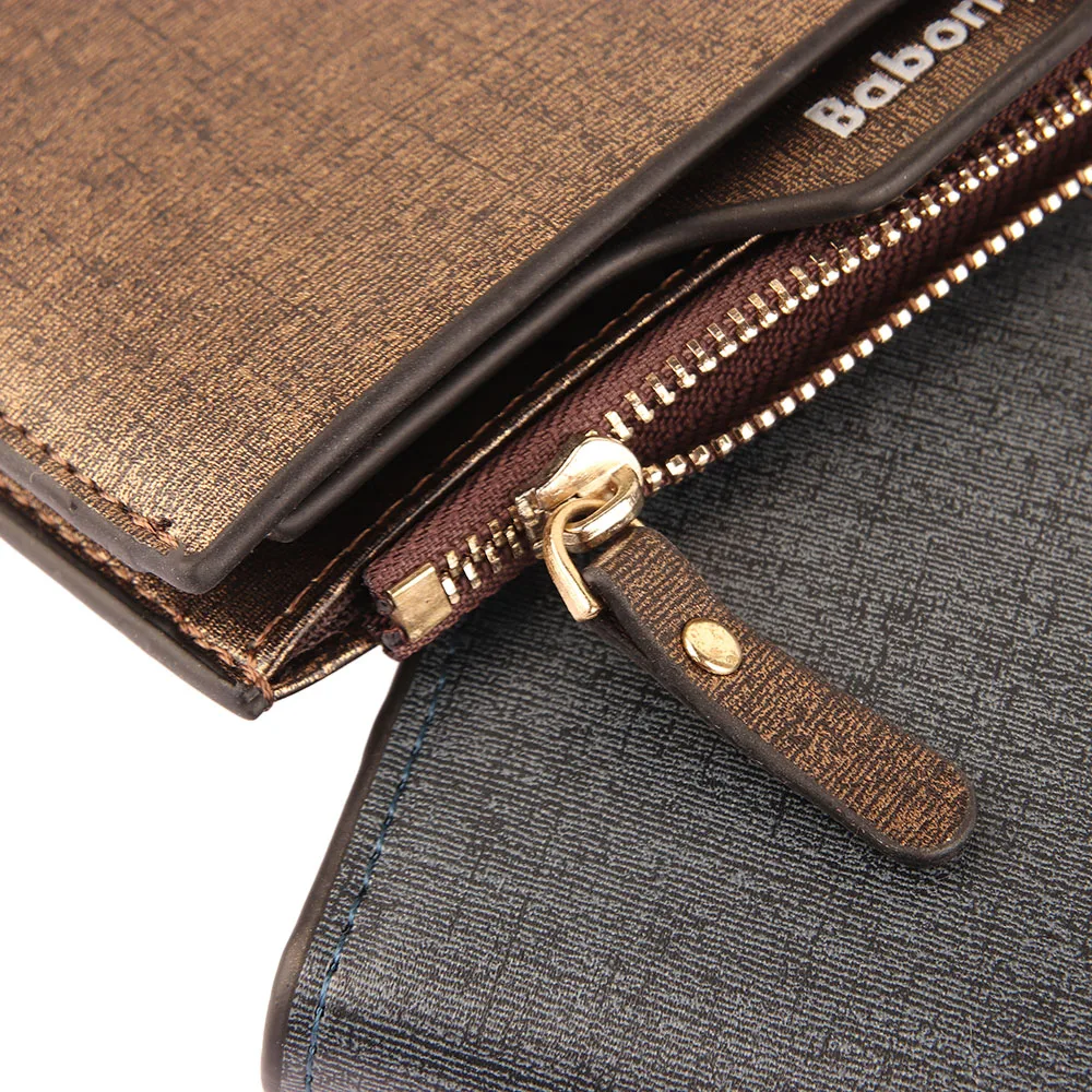 1Pcs Fashion Bifold Gift Vintage Business Leather Wallet Men's Purse Zipper Design ID Card Holder Mini Coin Purse Men Gifts