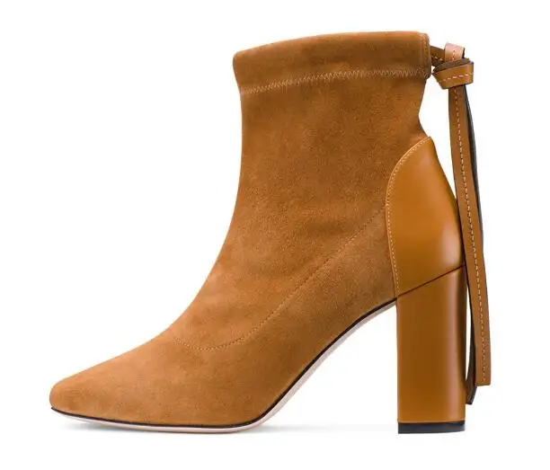 

High quality!Woman pointed toe high heel ankle boots Spring and autumn chunky heel short boots Fashion boots Dress shoes