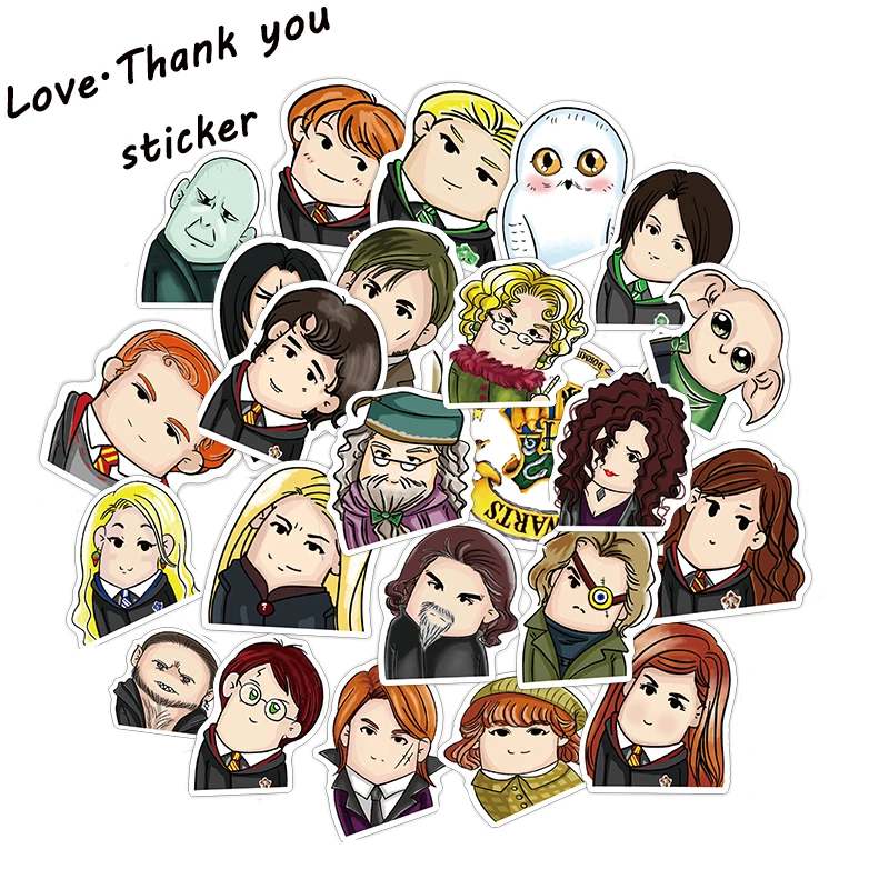 24pcs Harry Potter Crooked Neck Anime Sticker Car Styling Cool Bomb Waterproof Graffiti Doodle for Skateboard Toy Sticker