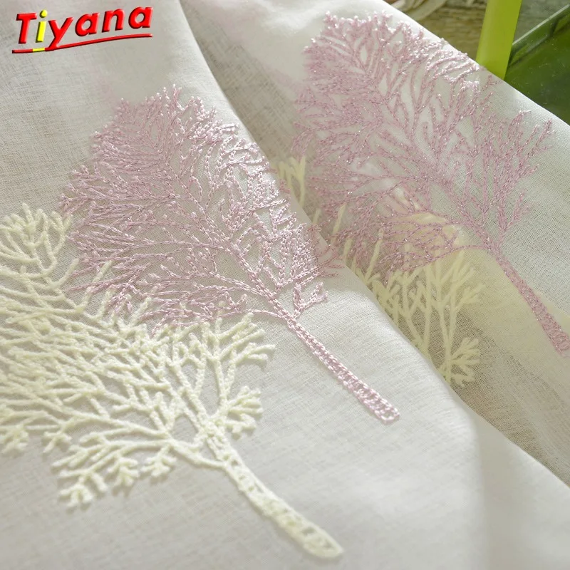 

TUllE FOR WINDOWS embroidered window sheers White valance Tulle Curtains Kitchen Curtains Voile Romantic Tree pattern Su227 *30