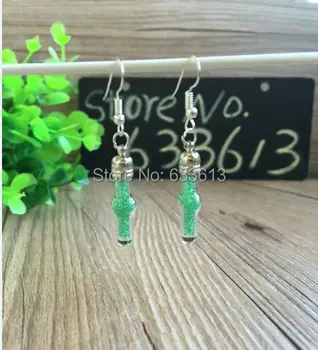 

200sets/lot cross Miniature Glass Vial Bottle rice Art Jewelry dangle earrings Magic Vials ear Essential Oil drop earrings